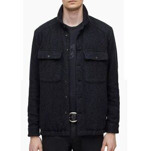 John Varvatos Collection Men's Tucker Textured Button Front Shirt Jacket Navy